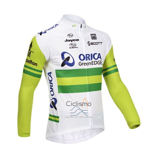 Orica Verdeedge Ropa Ciclismo Culotte Largo 2013 Mangas Largas Blanco y Verde
